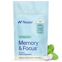 Nöro Memory & Focus Gum - Vitamin B12, Vitamin B6, L-Theanine & Ginsengi - Doğal Beyin Desteği Tamam - Vegan, Caffeine & Sugar Free Chews - Peppermint, 90 ct