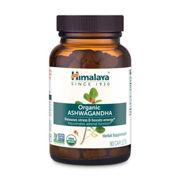 Himalaya Organik Ashwagandha, 90 Day Supply, Herbal Supplement for Stress Relief, Energy Support, Occasional Sleepless, USDA sertifikalı Organik, Non-GMO, Vegan, Gluten Free, 670, 90 Caplets