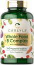 Carlyle Vitamin B Kompleksi Tüm Gıdalar Öpüyor | 240 Capsules | Erkekler ve Kadınlar için Günlük Multivitamin | B1, B2, B6, B12, Folate, Niacin ve L-Methylylfolate | Non-GMO & Vegetarian Supplement