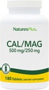 NaturesPlus Cal/Mag - 180 Vegetarian Tablets - 500 mg Calcium, 250 mg Magnesium - Supports Energy Production & Overall Well-Being - 180 Servings