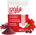 120LIFE Blood Pressure Support, Natural Beet Root Powder Drink Mix with Pomegranate Powder, Cranberry Supplement, Tart Cherry, Hibiscus, and Magnesium (28 Servings) - Gluten-Free, Vegan
