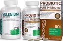 Bronson Probiyotik 50 Milyar CFU + Prebiyotik with Apple Polyols & Pineapple Fruit Extract + Selenium 200 Mcg for Immune System, Yourroid, Prostate and Heart Health