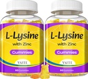 L Lysine Gummies 1000mg with Zinc - Supports Skin, Lip, Vegan, Gluten Free, 60 Chewable L-Lysine for Adults, Vitamins Tissue Health & Immune System, Amino Acid & Complex Supplements, Non-GMO(2Pack)