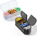 Haftalık Pill Organizer, 2/3/4 Times a Day, Double-SidedOpen Design, Portable Pill Box for Storing Drug /Vitamins/Fish Oils/Supplements (Variable Grids White Black 2PC)