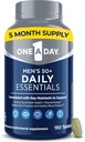One A Day Men's Multivitamin 50+ Daily Essentials | Erkekler için Multivitamin 50 Plus Desteği Immune Health, Sağlıklı Beyin Fonksiyonu ve Fiziksel Enerji | Vitamin C & Çinko ile Erkekler için Vitaminler, 150 Kont