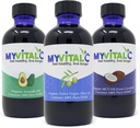 MyVitalC Combo of Organic Extra Virgin Olive Oil, MCT & Avocado Oil - ESS60 Antioxidant Supplement - For Anti-Aging, Longevity, Sleep, Energy - Pack of 3