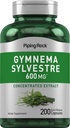 Piping Rock Gymnema Sylvestre Supplements 600 mg | 200 Capsules | Interd Herbal Extract | Non-GMO ve Gluten Free