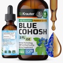 BIO KRAUTER® Menopause Supplements for Women* - Blue Cohosh Tincture 2 Fl.Oz 28 Days of Supply - Vegan Blue Cohosh Extract for Menopause Support - Alcohol & Sugar Free - Relaxation & Women's Wellness