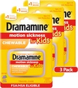 Dramamine Kids Chewable, Hareket Hastalığı Yardımı, Grape Flavor, 8 Count, 3 Pack