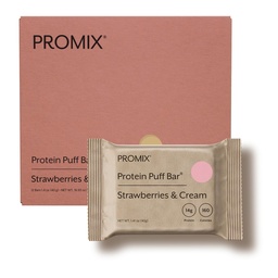 ProMix Beslenme Whey proteini Puff Bar, Low Carb, Egg Whites ile Sağlıklı Atı - Çim,Gluten Free, Low Sugar, Soy Free (Strawberries & Cream) - 12 Bars