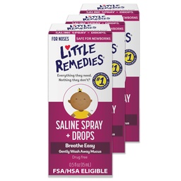 Little Remedies Sterile Baby Saline Nasal Mix ve Drops, Newborns to Relieve Thingsy and Kuru Nos, 0,5 Fl Oz, 3 Paket