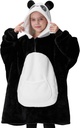 Giggling Getup Wearable Blanket Hoodie for Girls and Boys Sherpa Fleece Hooded Blanket Sweatshirt Warm Cozy Sherpa Wearable Throw Oversized Hoodie with Giant Pocket & Sleeves for Kids Panda
