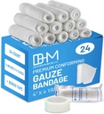 D&H Medical Pack of 24 Gauze Bandage Roll 4 Inches x 4 Yards - Medical Gauze Wrap for Wounds Care - Easy to Use Cotton Gauze Rolls for Hand Wrap Dressing Ankles & Knees