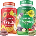 Superfood Meyve ve Veggie Supplement - 360 Tüm Süper Meyve ve Sebze Supplements & Vitamin Beta-Carotene, Soy Free- 180 Kont (Pack of 2)