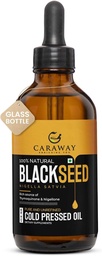 CARAWAY Organik Siyah Tohum Yağı - Soğuk Baskı Nigella Sativa Yağı - Saf ve Unrefined - Immune Support, Hair and Skin Care | Glass Şişe Şişe