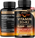 D3 K2 - D3 10000 iu & K2 MK-7 120 mcg - Immune & Mood Support, Bone & Dental Health - Magnezyum, çinko & C & B12 - Highly Bio available - ABD'de 240 Capsules - Made in USA, 240 Capsules - Immune & Mood Support, for Bone & Dental Health - with Magnezyum, çinko & C & B12 - Highly Bio available - Made in USA, 240 Capsules