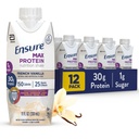 Max protein Shake | Fransız Vanilla | İçmeye Hazır | 30g Protein Kas Sağlığı | 1g Sugar, 4g Fiber | 11 fl oz, 12 Pack