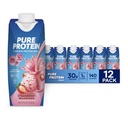 Saf protein Strawberry Protein Shake, 30g Tamam protein, Immune Health, 11oz Şişeler, 12 Pack