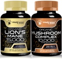 WELLNESS LABSRX Lions Mane Supplement Capsules ve Mushroom Capsules |