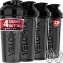 VELOMIX -4 PACK- 28 oz protein Mixer Şişe - 4 Wirex Whisk | Protein Shakes | Protein Shaker Şişe Paketi | Protein Shake Cup (All in Black)