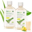 AloeCure USDA Organic Aloe Vera Juice Lemon Flavor - Made Within 12 Hours of Harvest - Natural Digestive Supplement for Balanced Stomach Acidity - Support Digestive and Immune Health, 2 Btls x 16.7oz