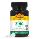 Country Life Chelated Zinc 50 mg - Certified Gluten-Free & Vegan Immune Support Supplement, Enhances Zinc Absorption, Supports Body’s Protein Production & Cellular Health, 100 Vegetarian Tablets