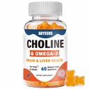 ABYSSUS Choline Gummies for Kids & Yetişkinler, Sugar Free Choline Bitartrate Supplements with Algal Omega-3 DHA EPA & Active B6 B12, Brain & Liver Support, Vegan, 60 Count