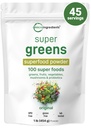 Micro Ingredients Super Greens Powder, 1lb | 100 Superfood Blend with Daily Greens, Fruits, Vegetables, Mushrooms & Probiotics | Source of Vegan Protein & Enzymes | Non-GMO, Gluten-Free, No Additives