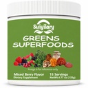 Sugoodlary Greens Superfoods Toz Digestive Health, Sugar Free Super Greens Toz, Spirulina, Bloating & Gut Support, Women için Günlük Destek, Mixd Berry (15 Hizmet)