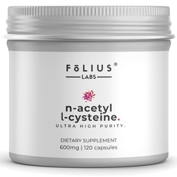 FOLIUS LABS Clean Label N-Acetyl L-Cysteine (NAC) 600 mg Supplement – Lungs and Respiratory Support – Immune Health Support – 120 Veg Capsules