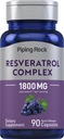 Piping Rock Resveratrol Kompleksi | 90 Capsules | Ultra Potent | Non-GMO, Gluten Free Supplement Supplement
