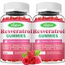 2 Pack Organic Resveratrol Gummies Supplement for Women Sugar Free | For Antioxidant Support, Cellular Health, Immunity, Brain & Energy, Raspberry Flavor, 120 Count