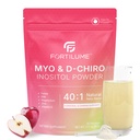 Myo & D-Chiro Inositol Powder 40:1 Ratio for Women's Hormone Balance & Ovarian Support - with Folate, DIM, Zinc, Magnesium Glycinate & Vitamin D3 - Apple Flavor, 30 Servings