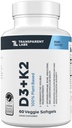 Gap Labs D3 K2 - Erkekler ve Kadınlar için D & K2 Vitamin Tamamı, Vegan-Friendly D3K2 5000 I Supplements to Support Bone, Immune, General Health - K2 D3 60 Capsules