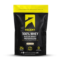 Yüzde 100 Whey Protein Tozu - Post Workout Whey proteini, Zero Yapay Flavors & Sweeteners, Soy & Gluten Free, 5.5g BCAA, 2.6g Leucine, Essential Amino Asits, Vanilla Bean 2 lb