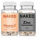 NAKED çinko Carnosine 17 mg (60 Capsules) C 500 mg (90 Capsules) - Vegan; Non-GMO; Gluten Free; Daily Immune and Stomach Support