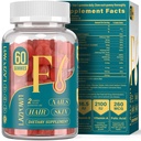 Biotin Gummies -Hair Skin and Nails Vitamins for Men & Women, Vegan Vitamin B7, Supports Hair Growth and Stronger Nails,30 Day Supply-Strawberry-60 Counts