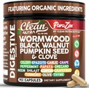Clean Nutra Wormwood Black Walnut Pumpkin Seed Clove Oil Celery Garlic Grape Papaya Neem Diatomaceous Earth Womens Probiotic Gut Health Cleanse Detox Oregano Olive Turmeric Supplement Vegan Capsules
