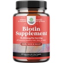 10000 mcg Pure Biotin Pills for Women Men - Promotes Thicker and Fuller Hair. Natural Supplement for Shiny Thick Hair Growth - Vegetarian Vitamin Capsules - Get Clear Skin Strong Nails - 60 Count
