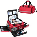 Trunab First Responder Bag - Empty, Professional Medical Supplies Bag with Inner Dividers for Home Health Nurse, Community Care, EMT, EMS - Patented Design, Red