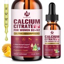 (2 Pack) Calcium Citrate with Vitamin D3 Liquid Drops for Women - Bones, Teeth, Immune Support, 1200mg Calcium Citrate Liquid Drops with Vitamin D3 K2, Vegan, Sugar-Free, 1 Fl Oz