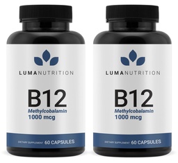 Luma Nutrition Vitamin B12 Methylcobalamin 1000 mcg - High Potency Vegan Supplements for Men & Women - Energy & Metabolism - Pure B12 Vitamins - 60 Capsules - Made in USA (Pack of 2)