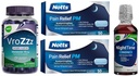 AXIV Sleep Aid & Pain Relief Bundle - VroZzz Melatonin Gummies, Nighttime Cold & Flu Liquid, and PM Extra Strength Pain Relief Caplets