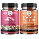Bundle of PMS Support with DIM Chasteberr, Black Cohosh Ashwagandha for Period Cramps Menopause Mood Swing and Thyroid Support with L Tyrosine Bladderwrack Selenium & Ashwagandha for Hormone Balance