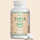 PHNu TUDCA 2000 mg + NAC 1200 mg Supplement Complex Capsules, TUDCA Bile Salt + N Acetyl Cysteine, Antioksi Supplements for Liver&Lung&Digestion&Gallbladder Cleanse(180 Capsules)