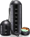 Zannaki Weekly Pill Organizer 7 Day 2 Times a Day, Portable Metal Travel Waterproof AM PM Pill Box,Large Pill Case Container, BPA Free Daily Medicine Organizer Holder for Vitamin, Fish Oil, Supplement