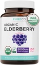 Organik Yaşlı Kapsüller - 10:1 Taze Yaşlılıkların 5.000 mg'ı (Vegan) Immune Desteği, Alerji, Sinus Relief - Sambucus Nigra - Black Elderberry - 30 Caps (No Pills veya Gummies)