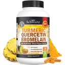 Turmeric Quercetin with Bromelain Supplement - Natural Extra Strength Immune and Joint Support with BioPerine Black Pepper for Max Absorption - Organic Tumeric Bromelain Supplement Vegan Safe, Non-GMO