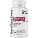 Youth & Tonic Kidney Cleanse & Detox Supplement with Cranberry Extract - Supports Urinary Tract Health, Bladder and Kidney Health - Vegan, Non-GMO - 30 Vegetarian Pills