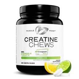 Muscle Feast Creapure Creatine Monohydrate Chewables, Lemon Lime, 360 Tabs